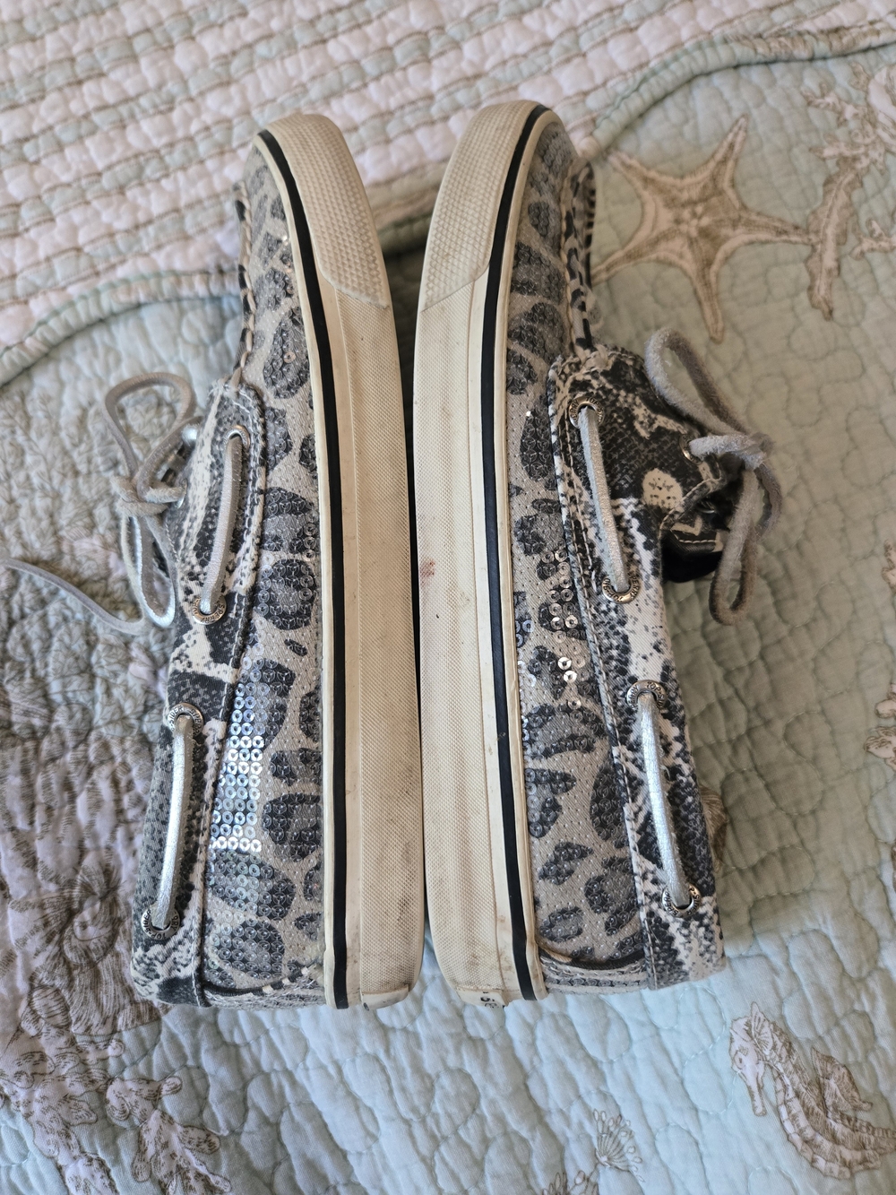 3 For $15 Sperry Girls Zebra Sequin Boat Shoes - Silver/Black - Picture 3 of 10